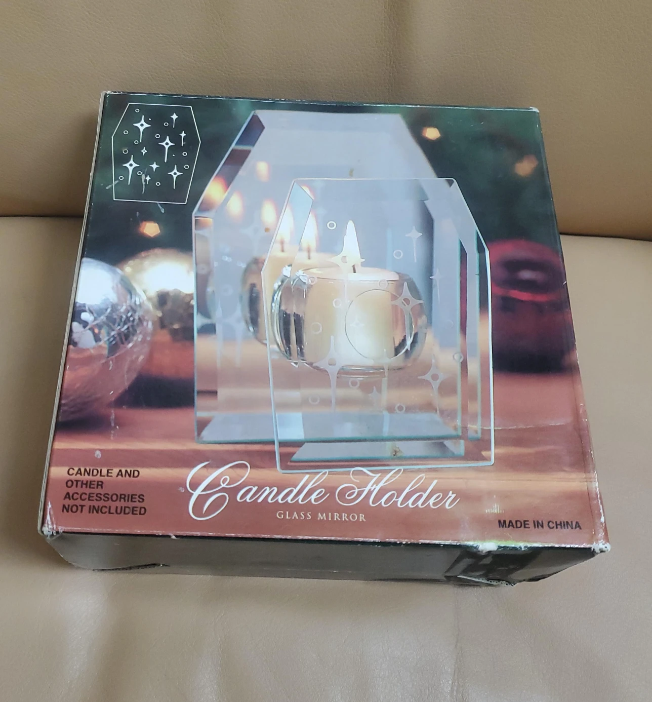 Glass Mirror Candle Holder