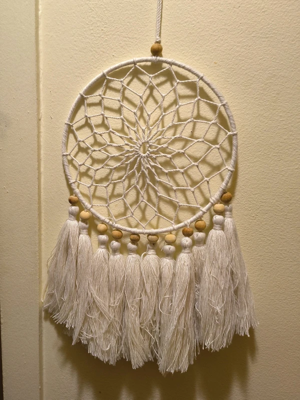 White Macrame Dreamcatcher Wall Decor