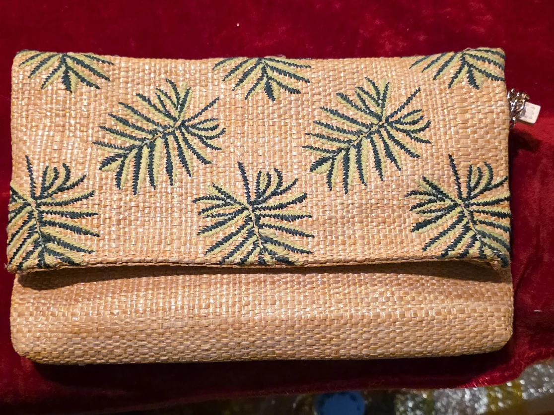 Woven Clutch with Palm Leaf Design