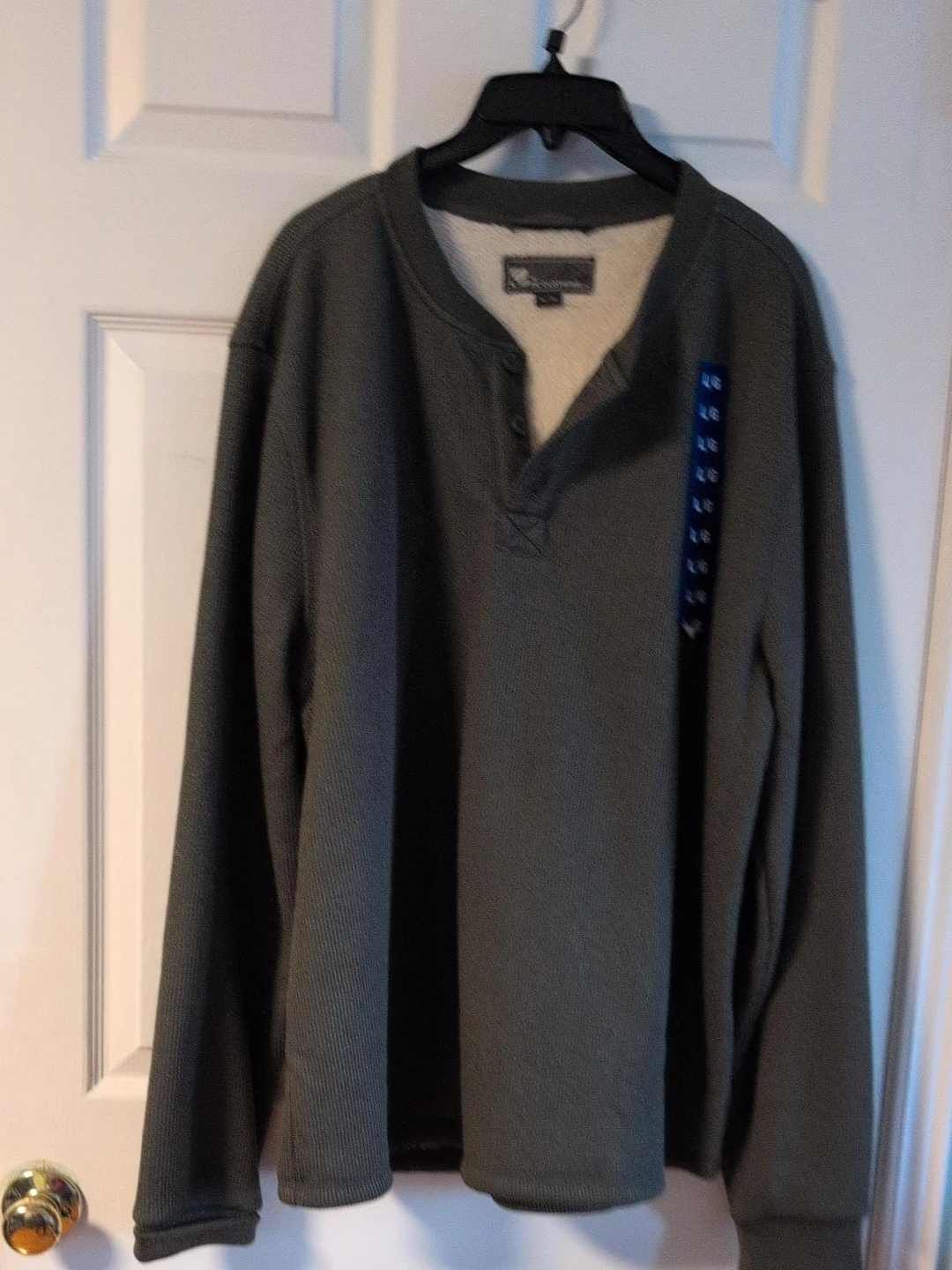 Lg Olive Green Henley Shirt thumbnail