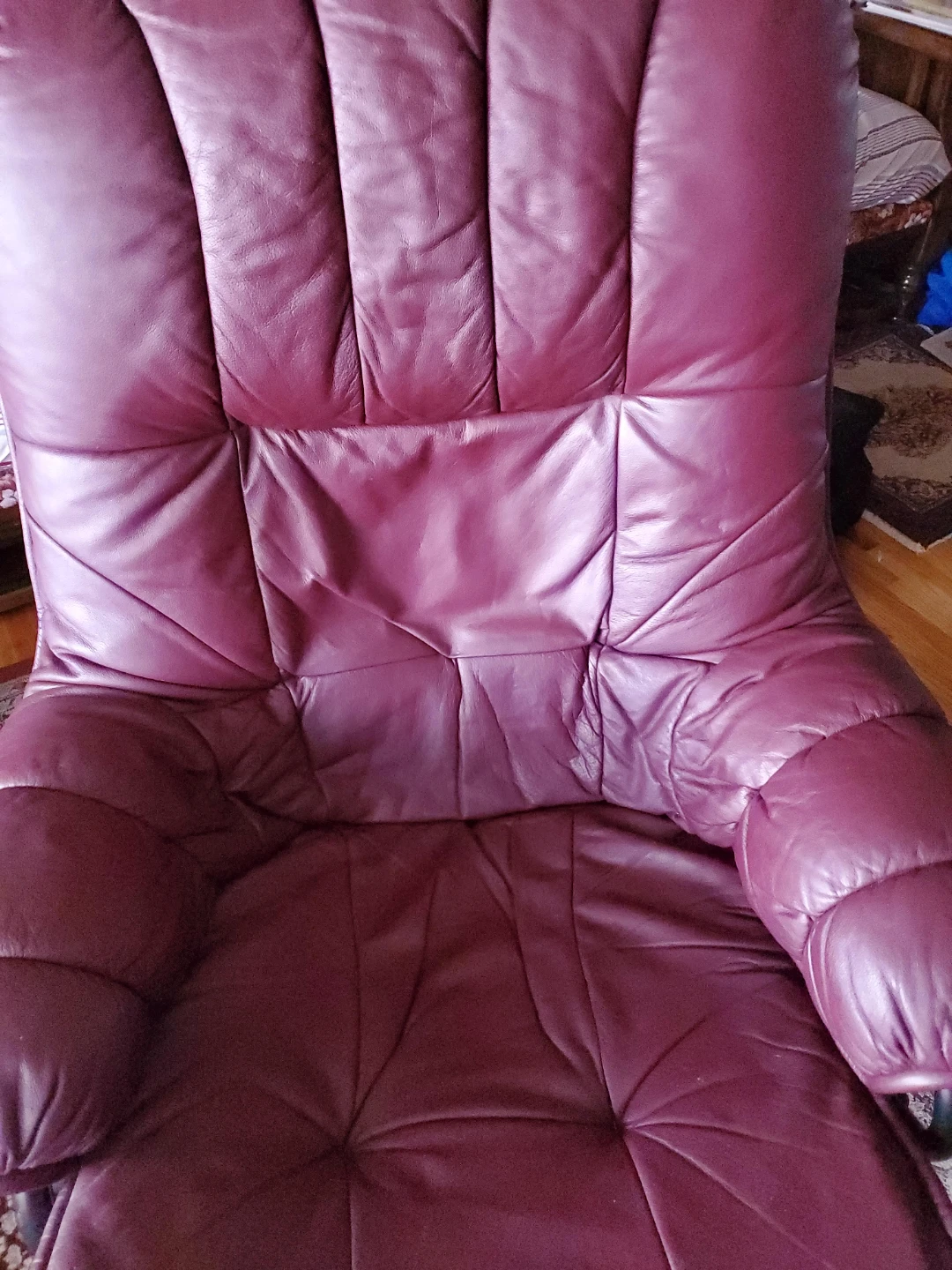 Leather Padded Armchair - Burgundy