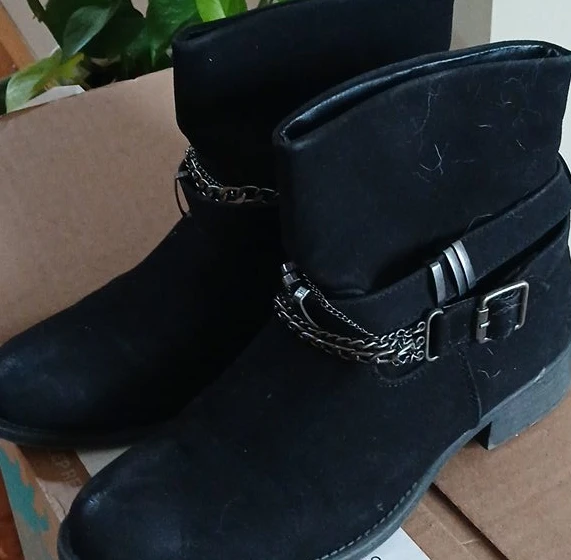 Black Ankle Boots with Chain Detail