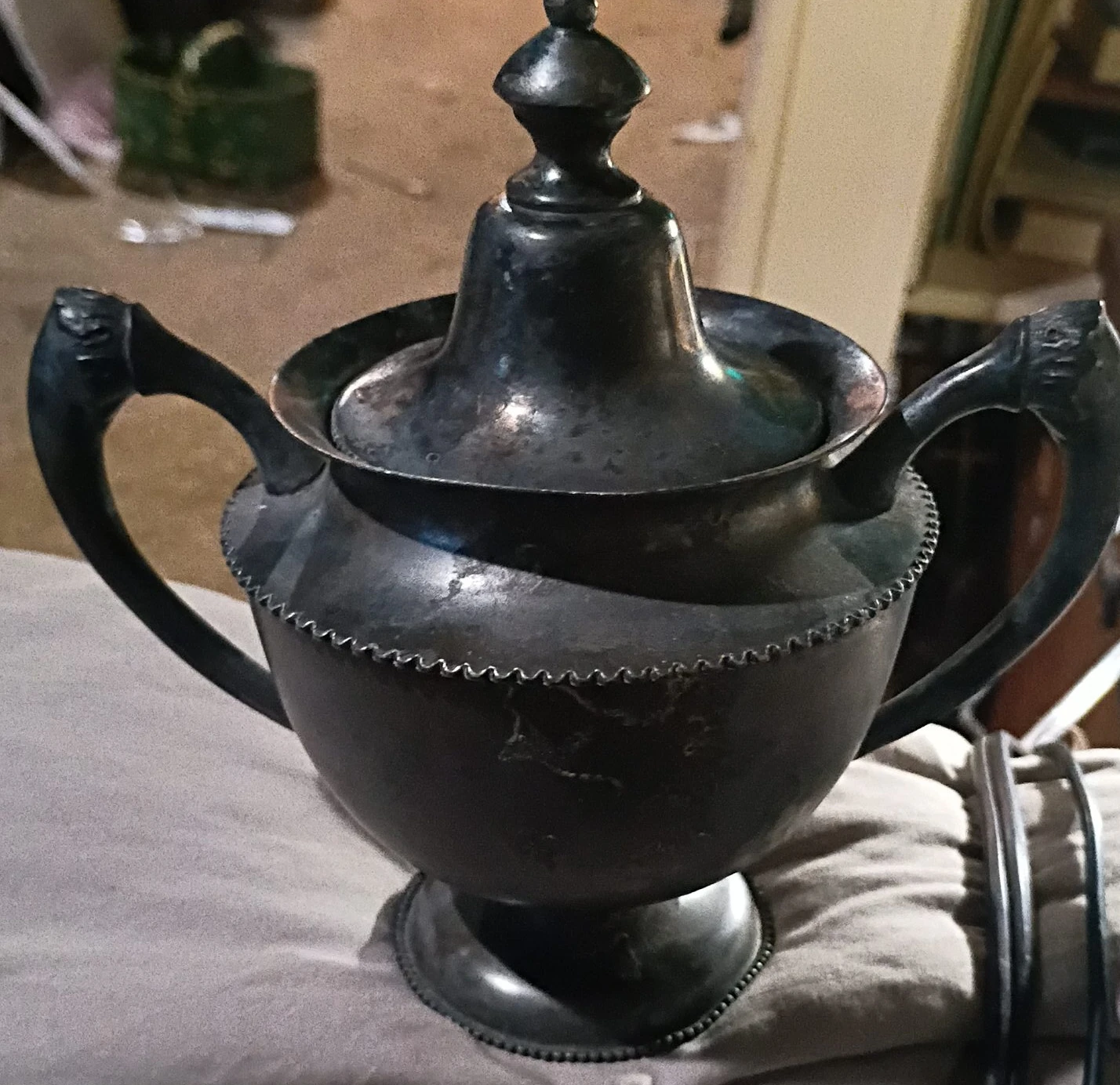 Antique Silver Sugar Bowl with Lid