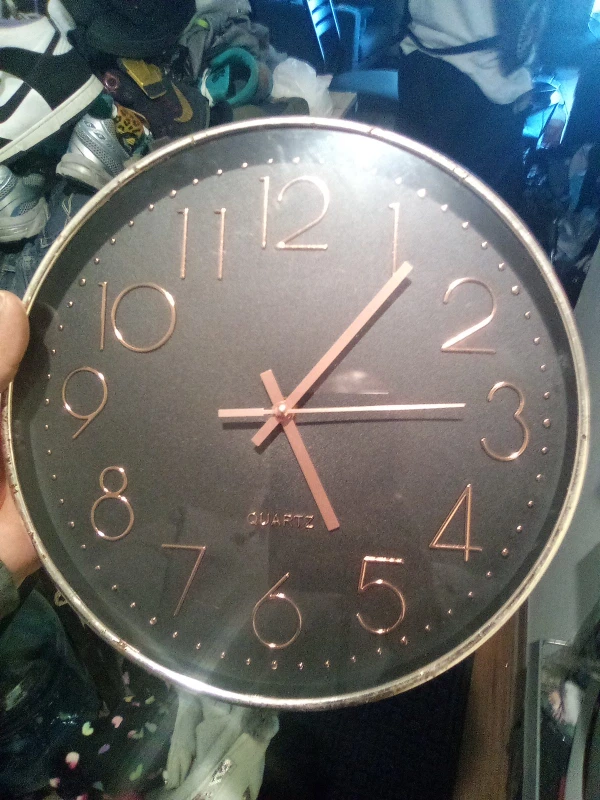 Quartz Wall Clock - Black & Rose Gold