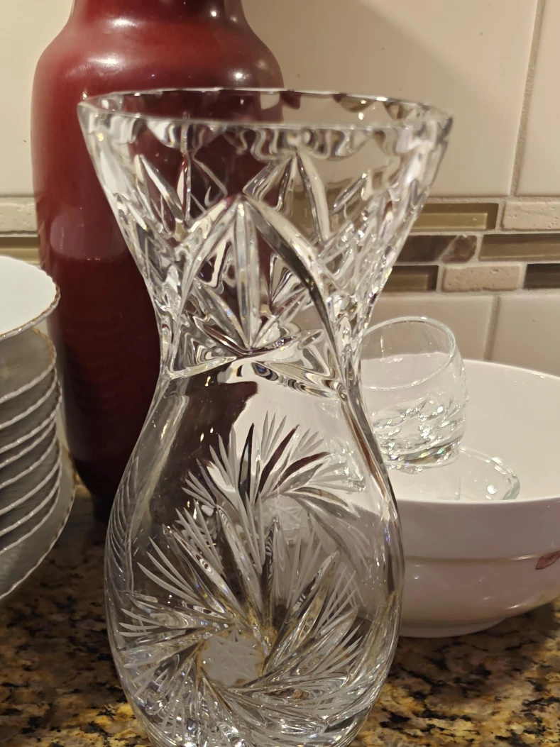 Crystal Vase with Floral Design