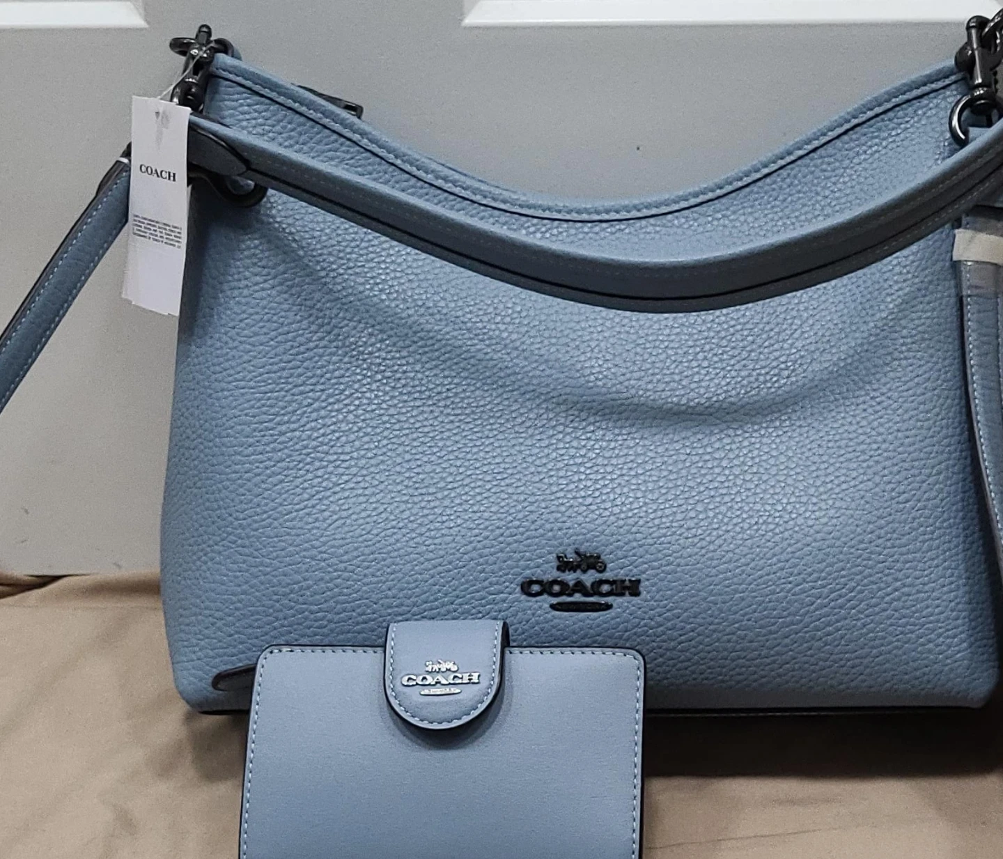 Coach Handbag & Wallet Set - Light Blue