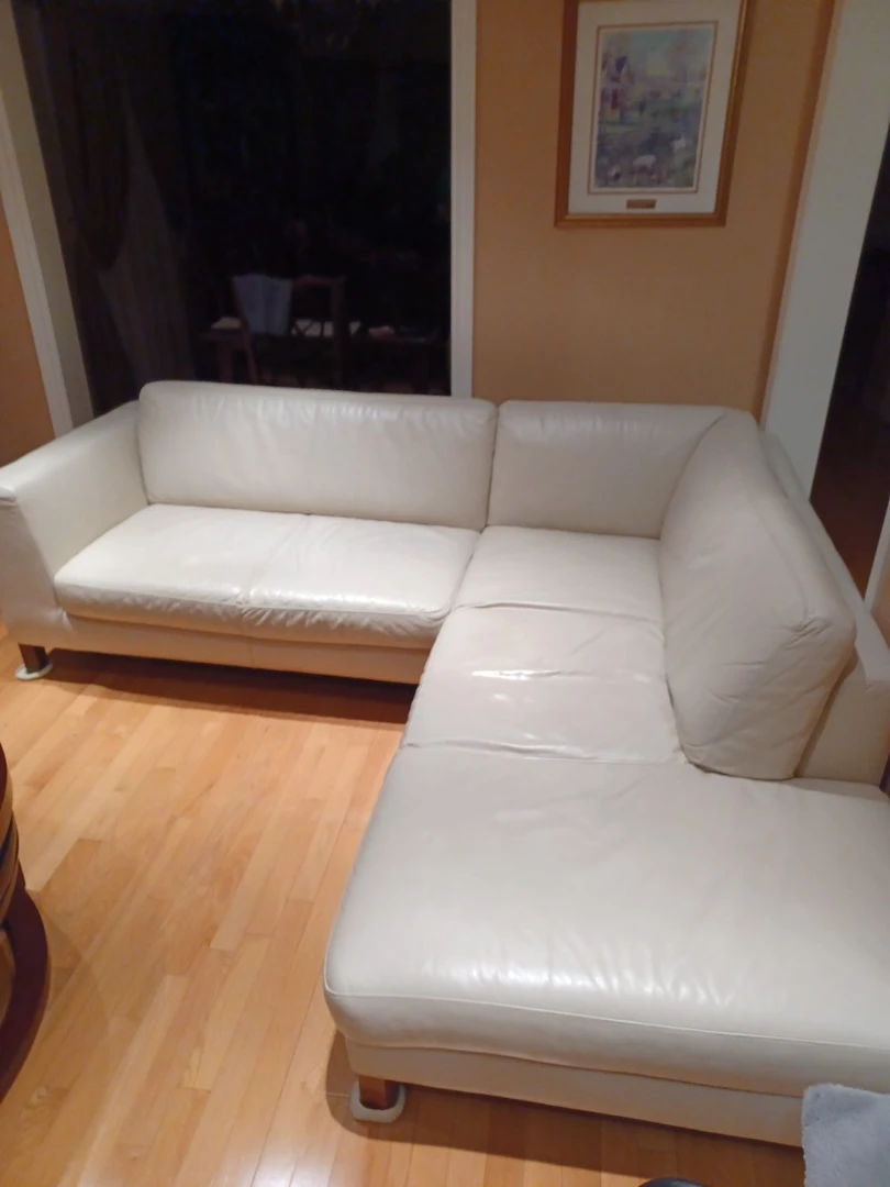Cream Leather Sectional Sofa