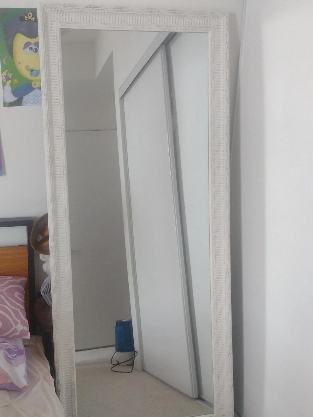 Full Length White Wicker Frame Mirror image indicator(3)