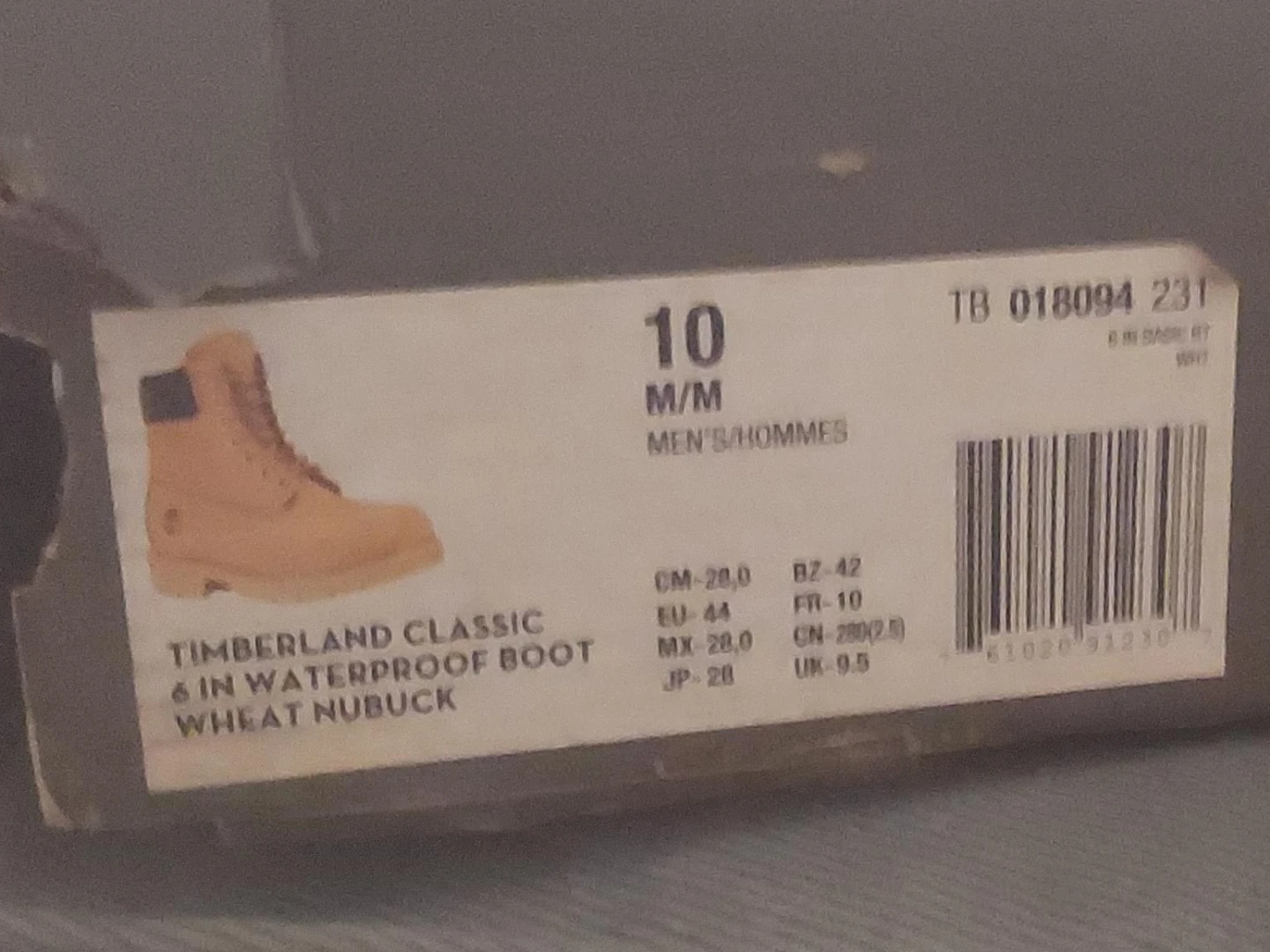 Timberland Classic 6 in Waterproof Boot - Wheat Nubuck - Size 10