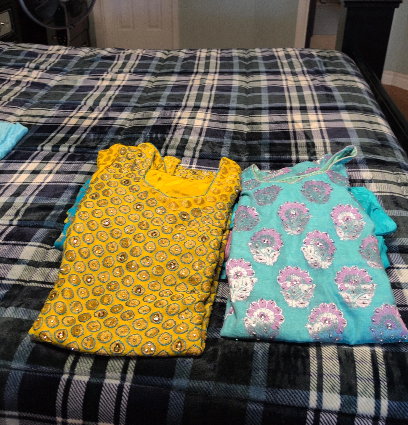 Two Salwar Kameez Suits - Yellow & Blue thumbnail