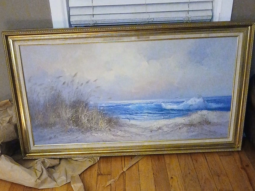 Framed Beach Scene Painting thumbnail
