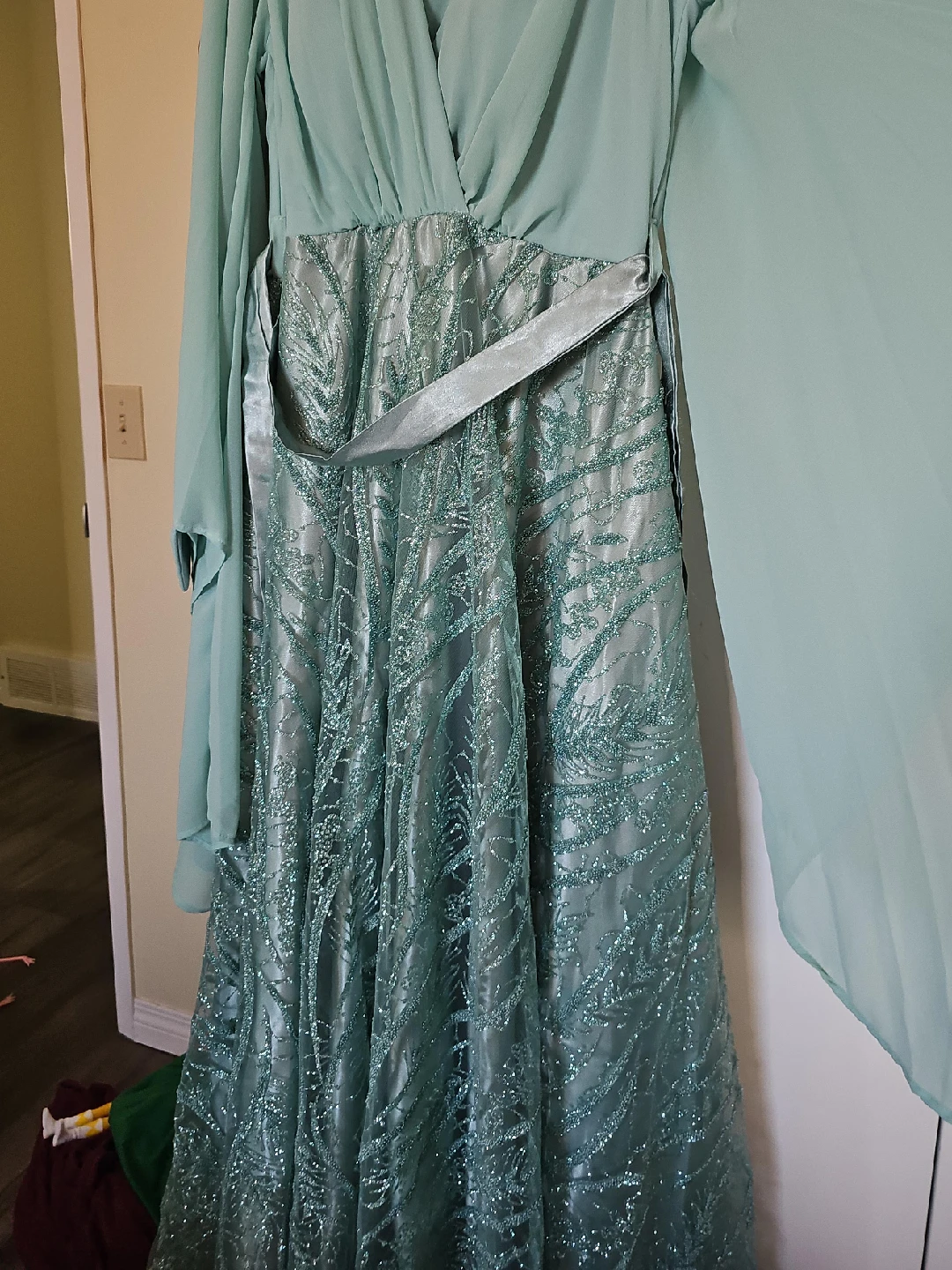 Women's Mint Green Sparkly Formal Dress