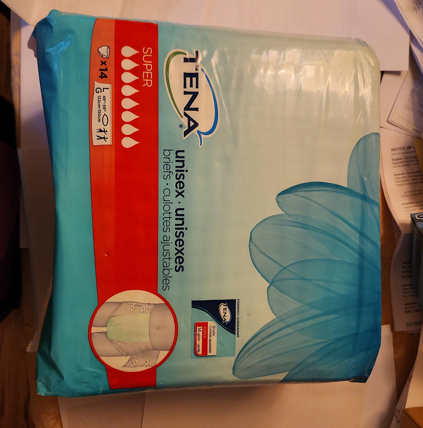 Brand New TENA Unisex Super Briefs, Large, 14 count