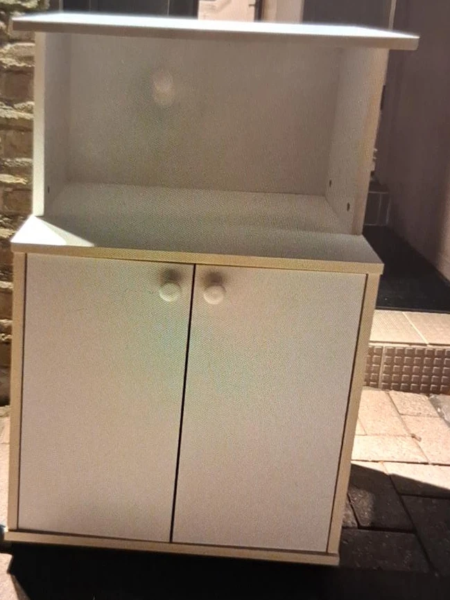 White Cabinet with Doors and Shelf thumbnail