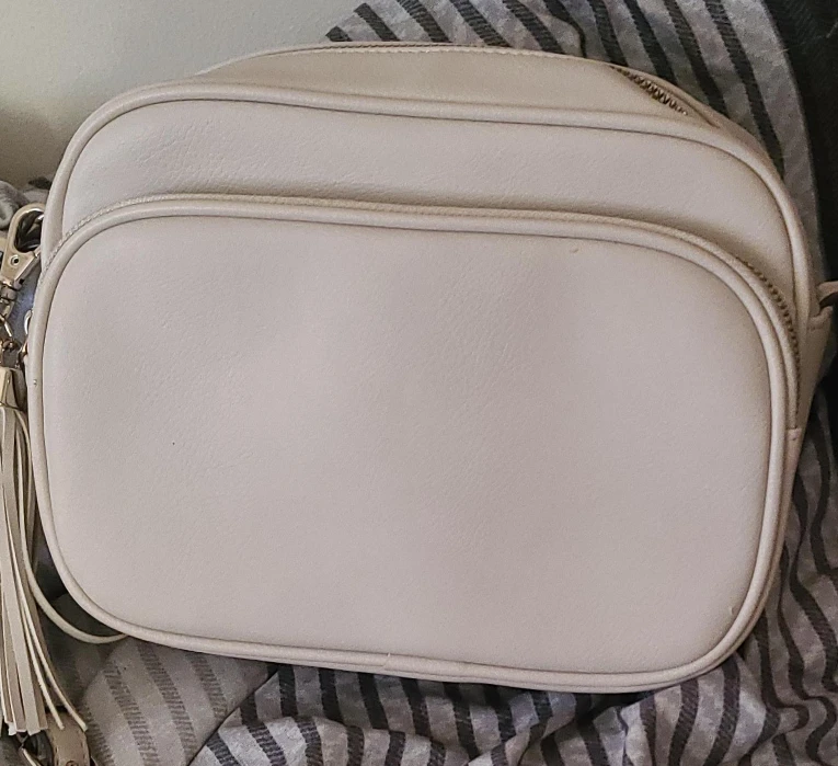 Beige Crossbody Bag with Tassel