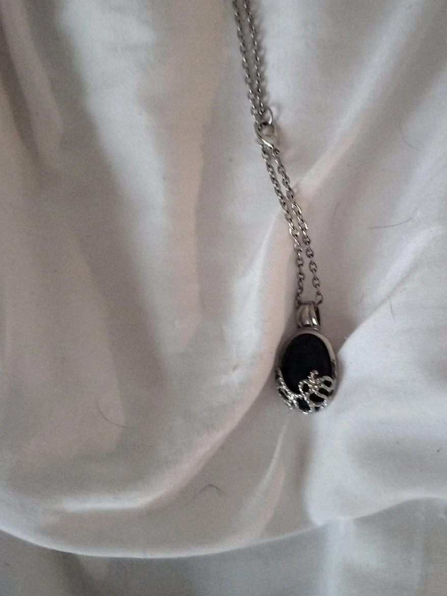 Silver Necklace with dark blue stone from The vampire diaries