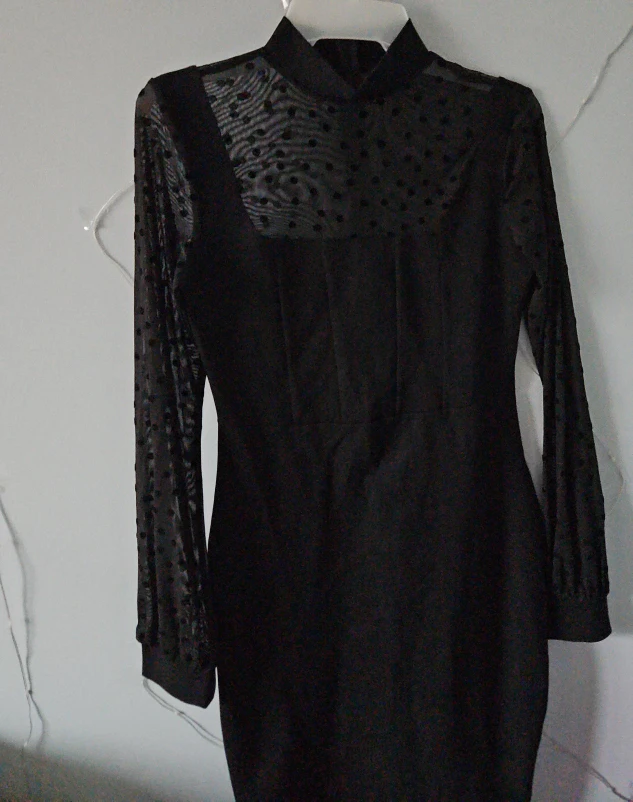 Black Polka Dot Mesh Dress