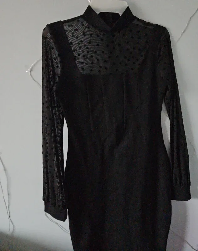 Black Polka Dot Mesh Dress