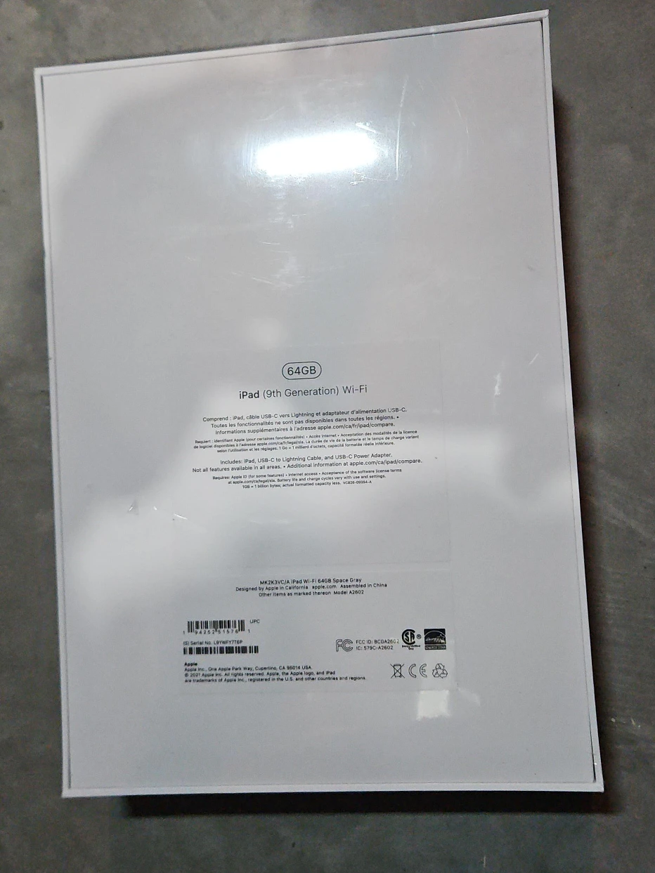 New Apple iPad (9th Gen) 64GB Wi-Fi Space Gray never opened