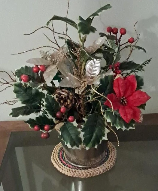 Poinsettia & Holly Christmas Arrangement