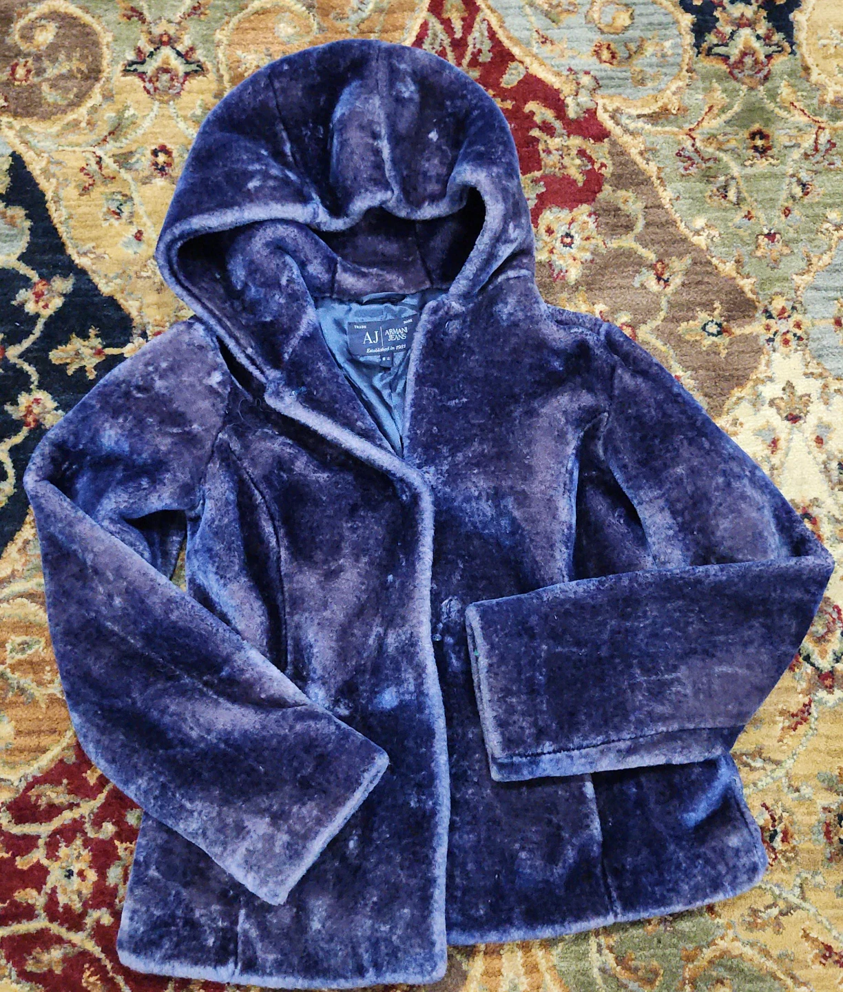 Armani Jeans Faux Fur Hooded Jacket Size 4