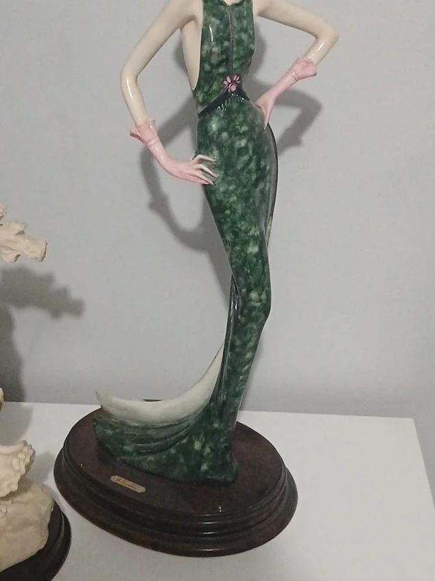 Ceramic Figurine of Woman in Green Gown