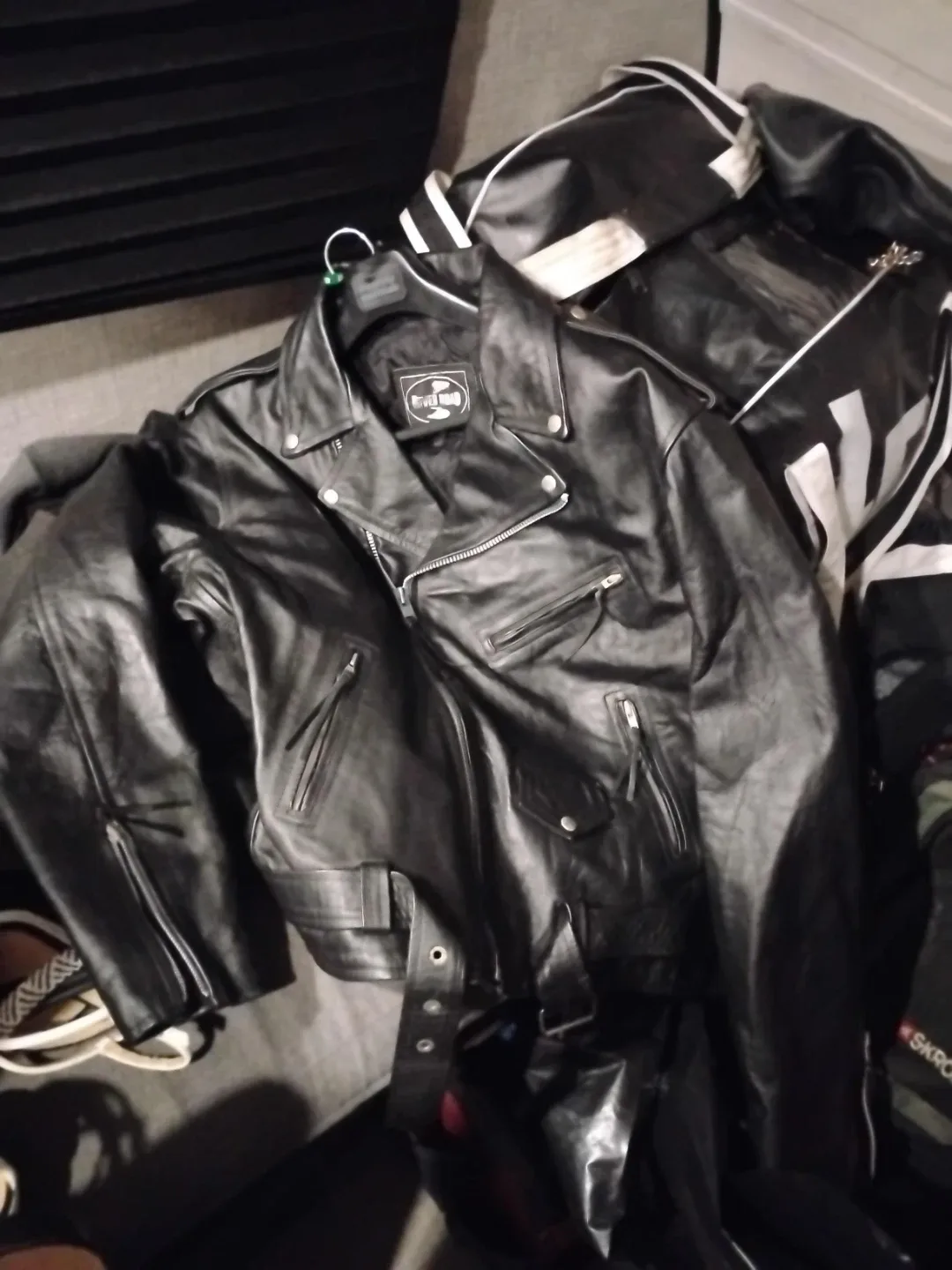 River Road Black Leather Motorcycle Jacket