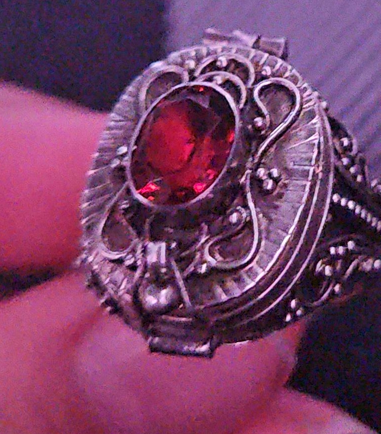 Vintage Silver Ring with Red Stone