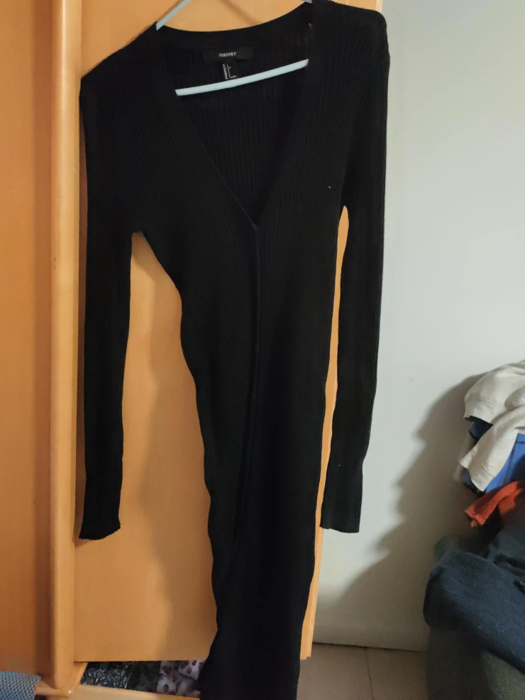 Forever 21 Black Ribbed Long Sleeve Dress