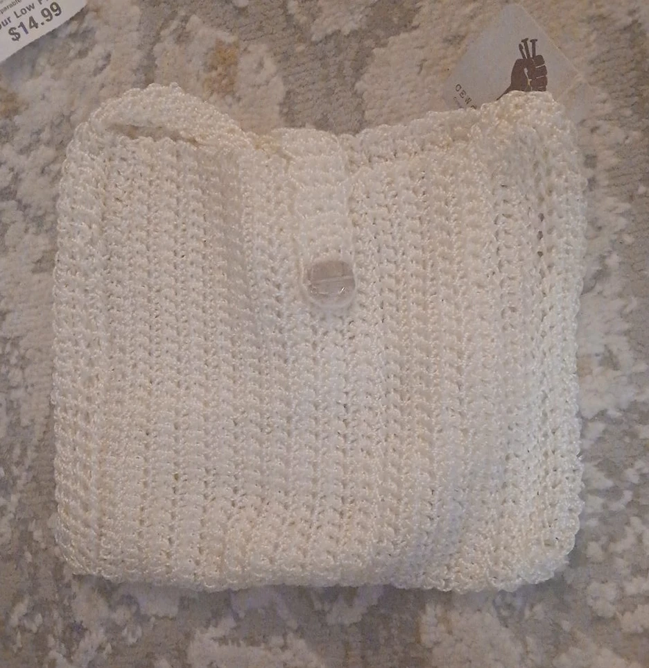 Ivory Crochet Clutch Purse handmade