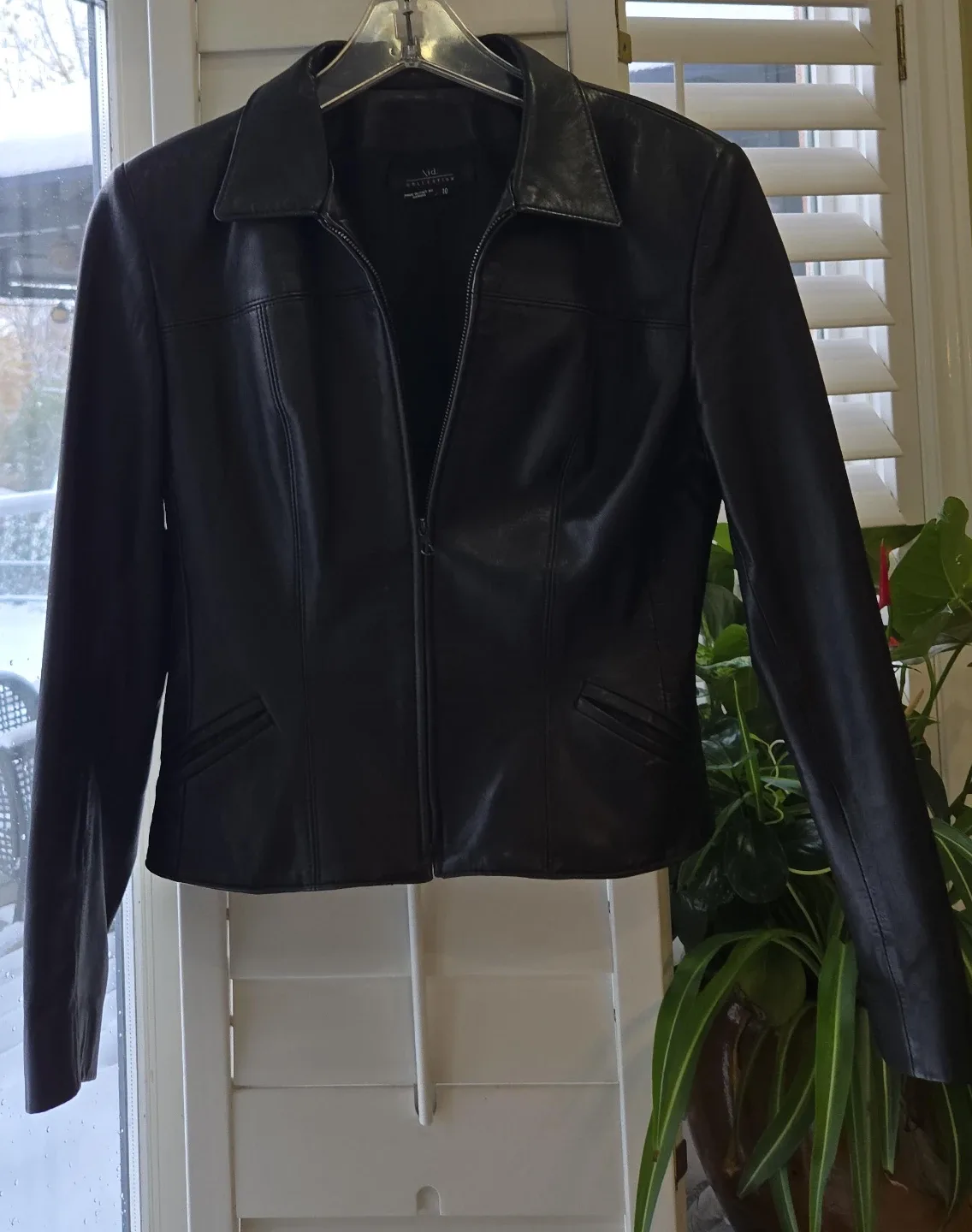 Black Leather Jacket - Size 10