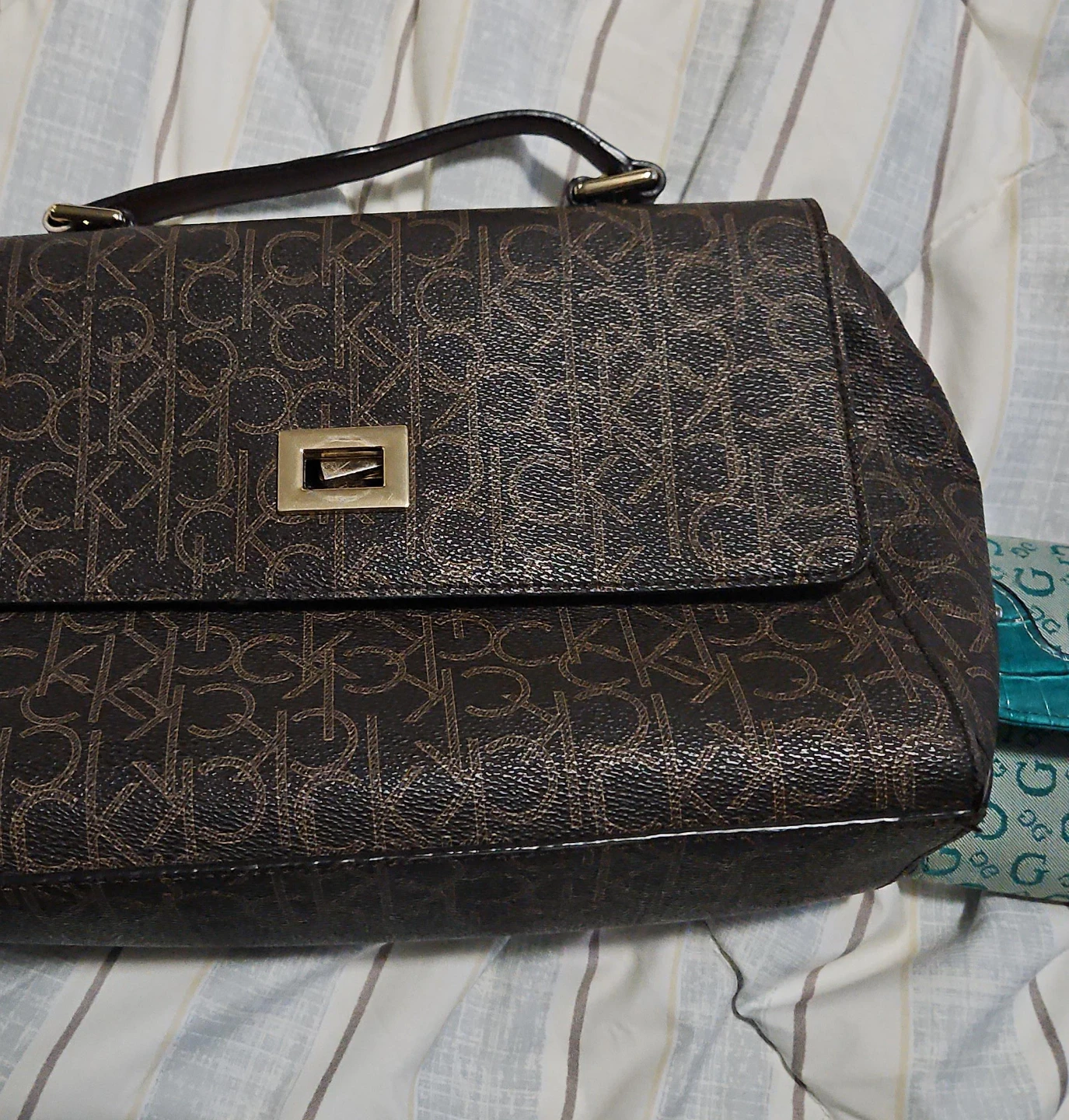 Calvin Klein Brown Patterned Satchel