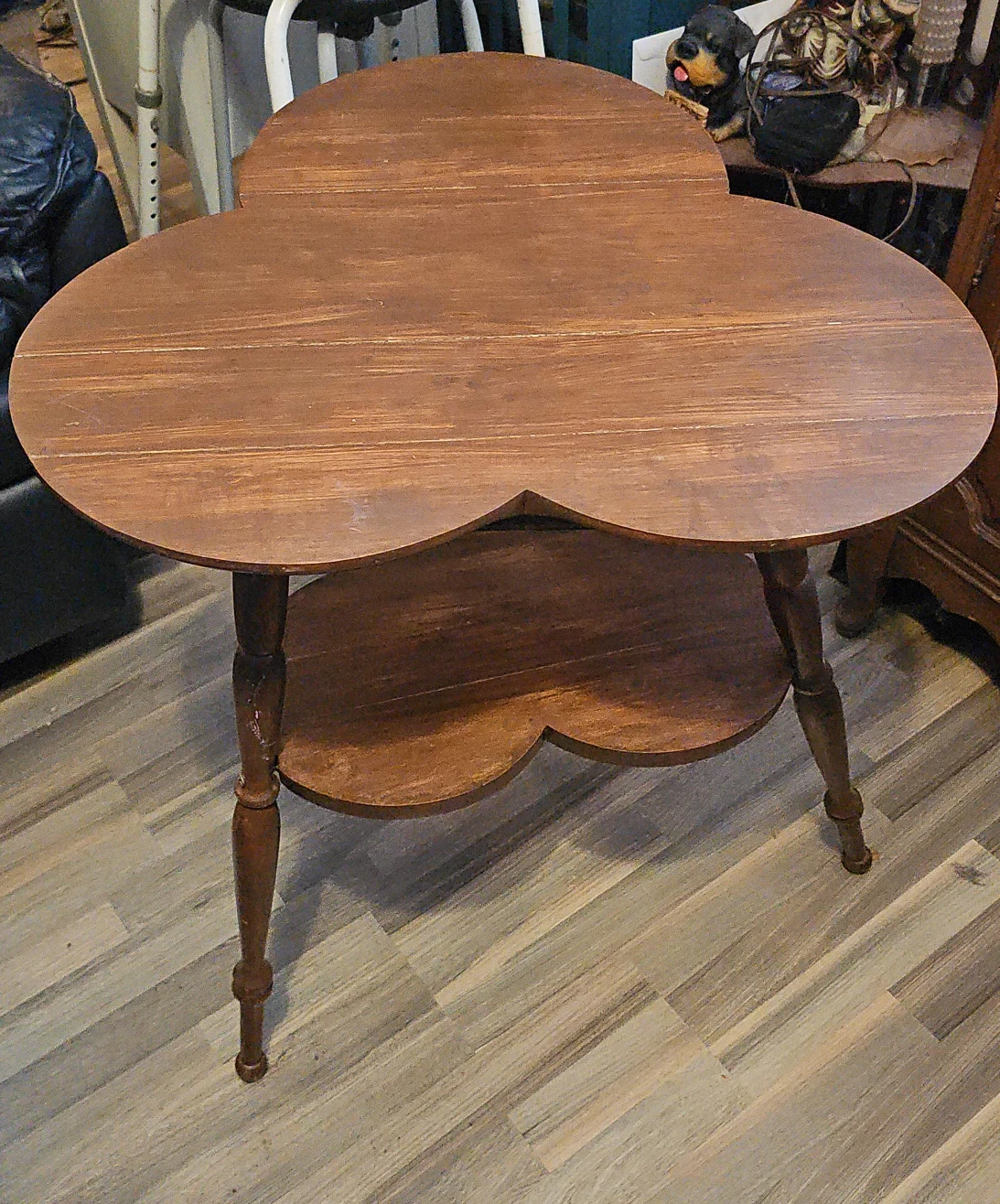 Wooden Cloverleaf Accent Table