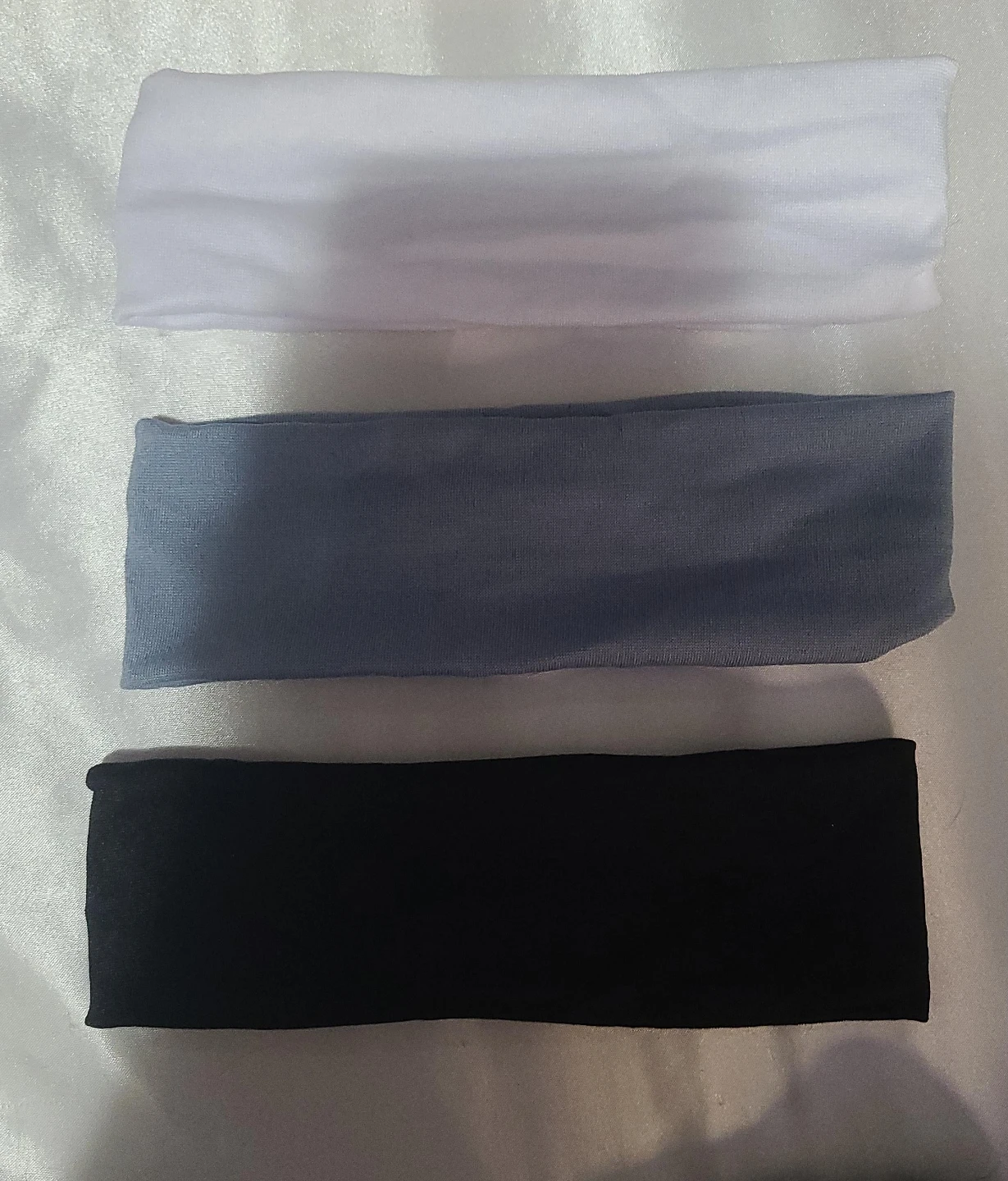 Headbands - White, Blue, Black - Set of 3
