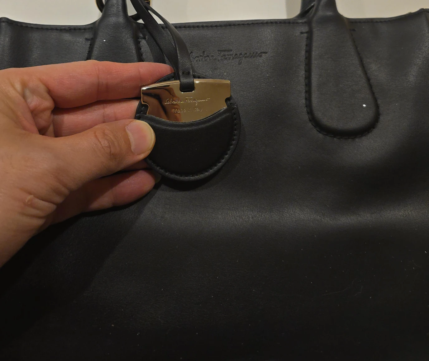 Salvatore Ferragamo Black Leather Tote Bag