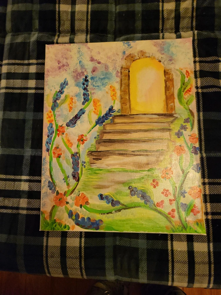 Hand-Painted Floral Doorway Canvas Art