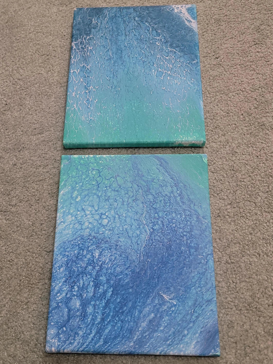 Two Blue Abstract Art Canvases image indicator(1)