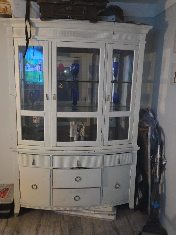 White Display Cabinet with Glass Doors