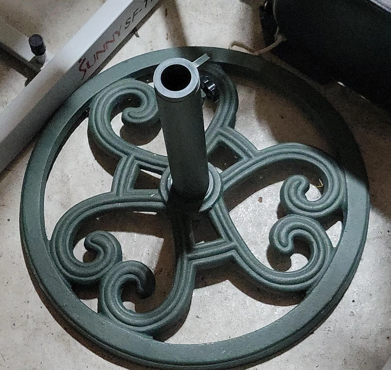 Green Cast Iron Umbrella Base