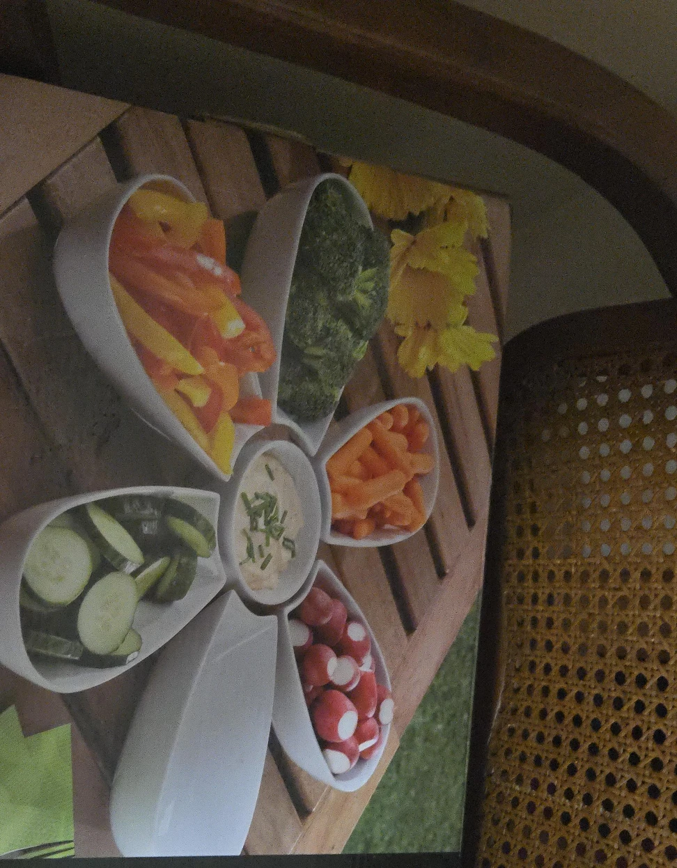 White Ceramic Flower Snack Server