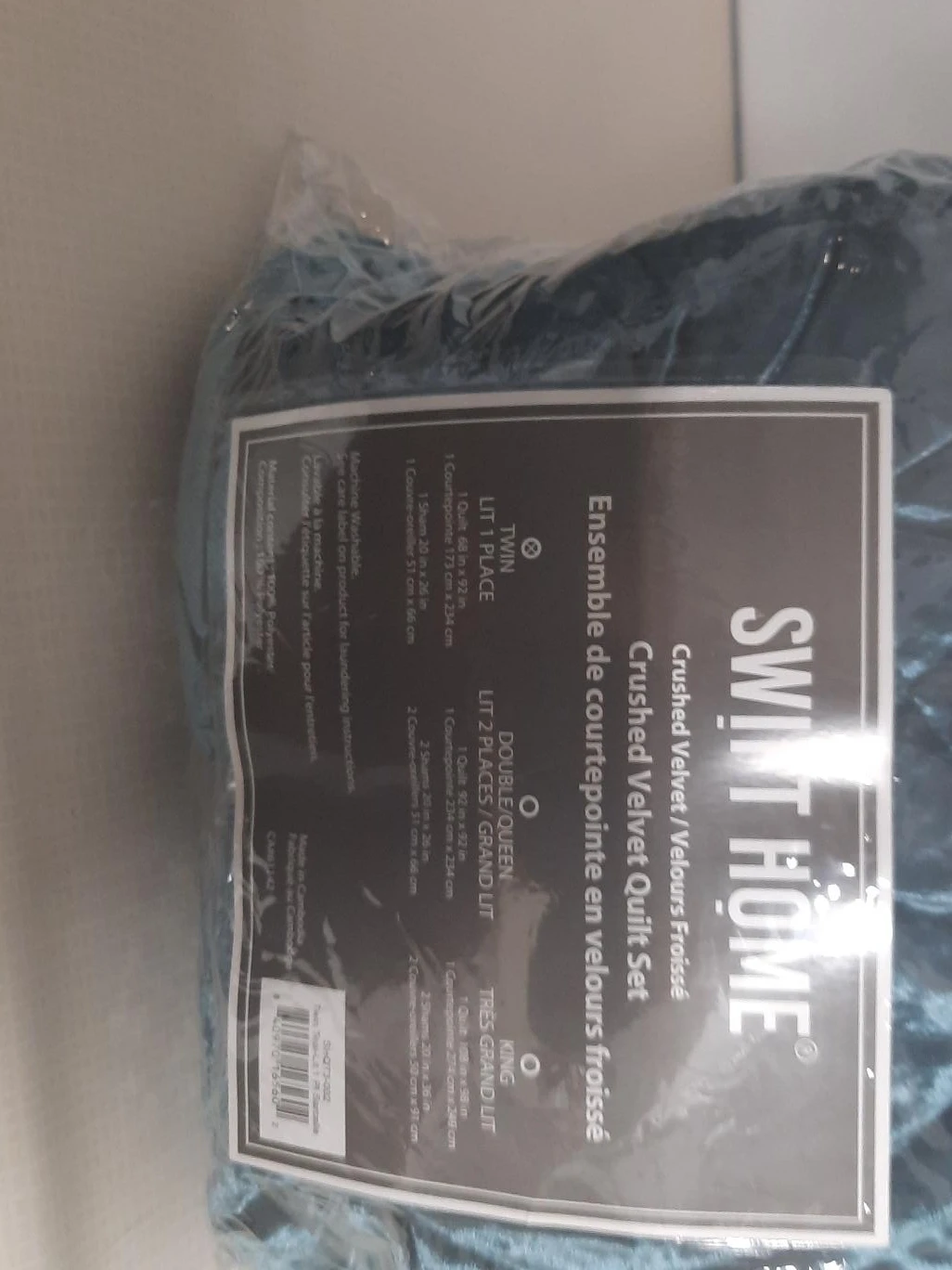 Swift Home Crushed Velvet Quilt Set - Twin