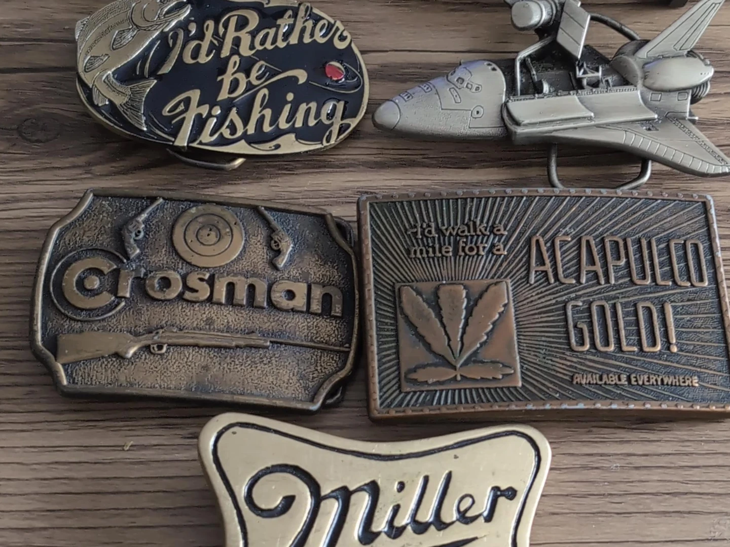 Vintage Belt Buckles - Miller, Crosman, Fishing, Acapulco thumbnail