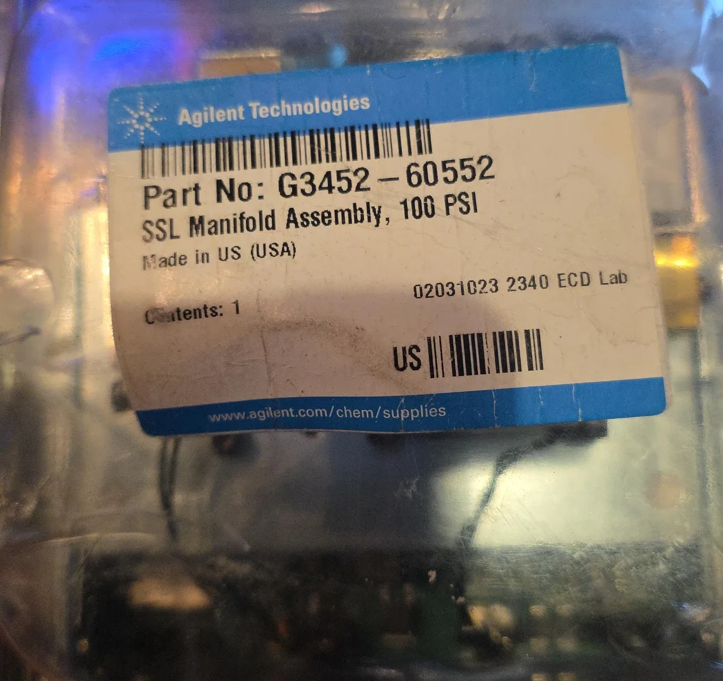 Agilent Technologies SSL Manifold Assembly G3452-60552