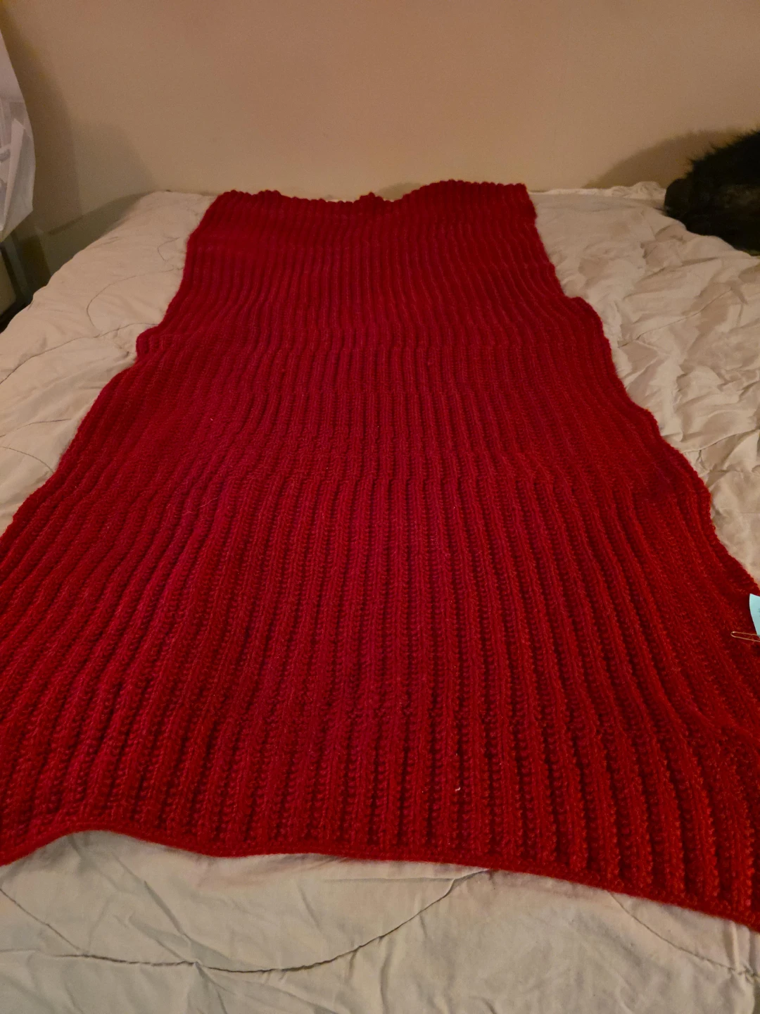 Red Knitted Throw Blanket - 26" x 54"