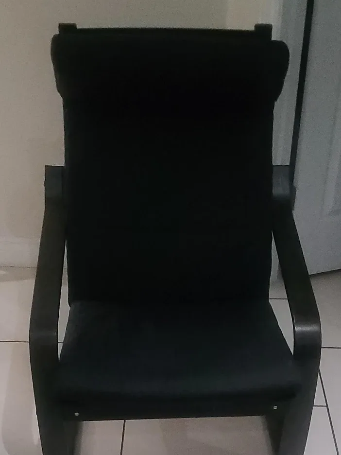 IKEA Poang Chair and Ottoman - Black