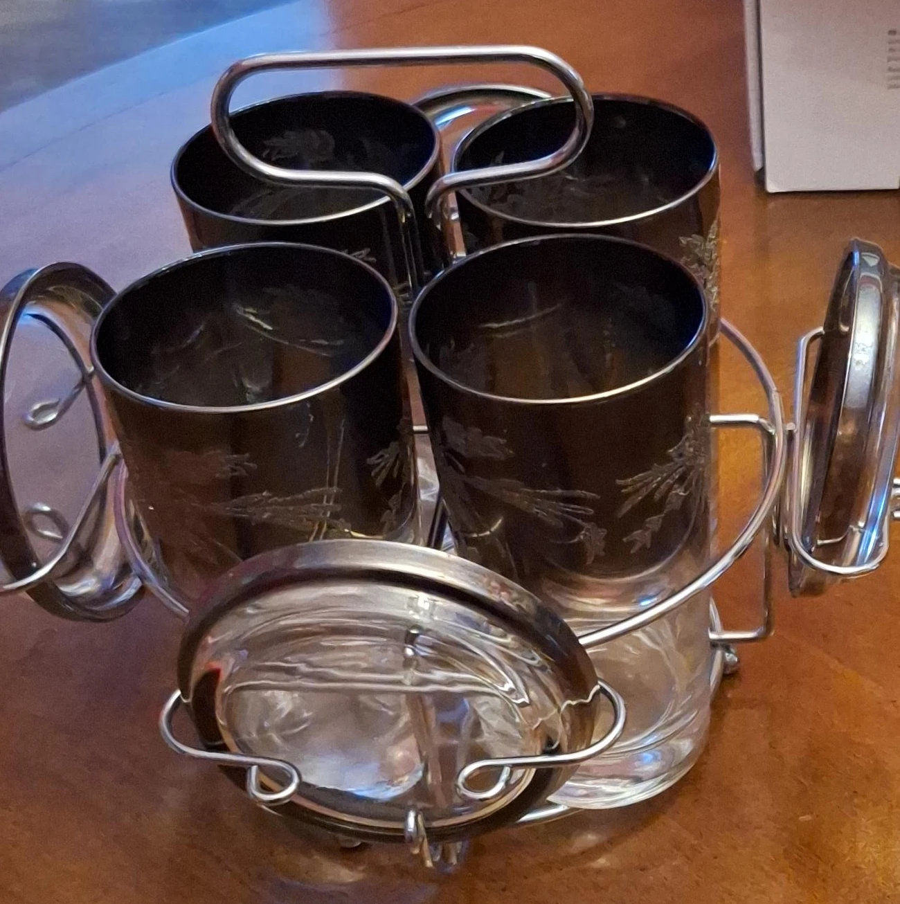 Vintage Silver Plated Glass Condiment Set