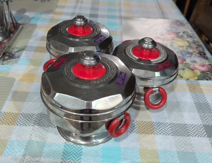 Lifetime Stainless Steel Serving Pots with Red Handles