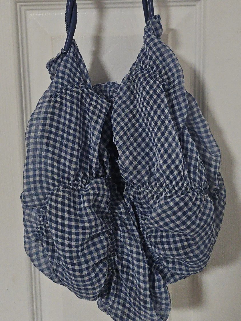 Blue Gingham Check Crossbody Bag