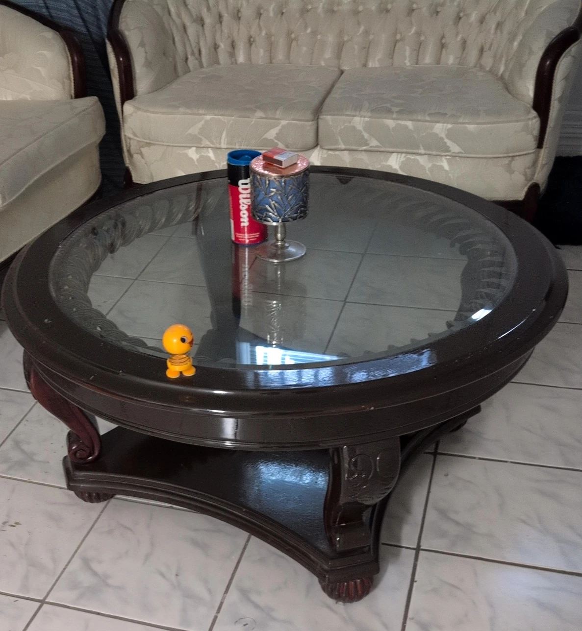 Round Glass Top Coffee Table