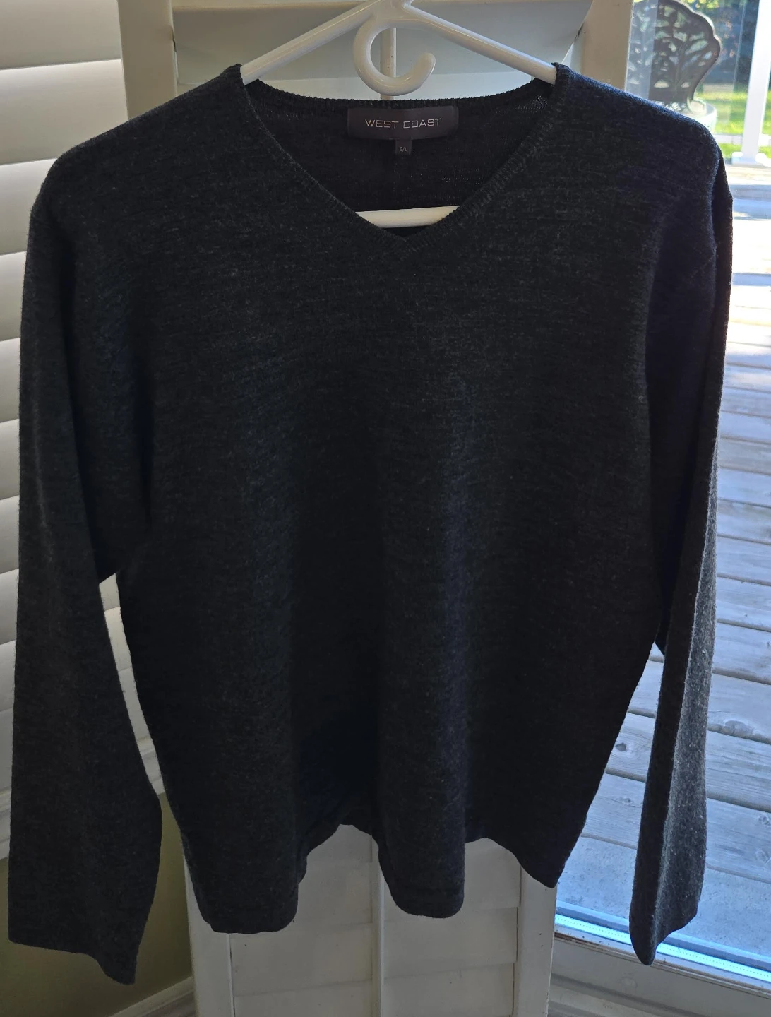 West Coast Dark Grey V-Neck Sweater - XL